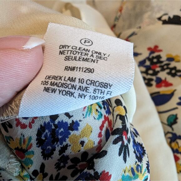 Derek Lam 10 Crosby Nehru Long-Sleeve Floral Silk Blouse Top Size 0 - Picture 10 of 10